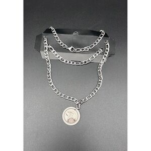 Biker Touchstone Pottery Bald‎ Eagle Porcelain Necklace On A Chain & Bracelet